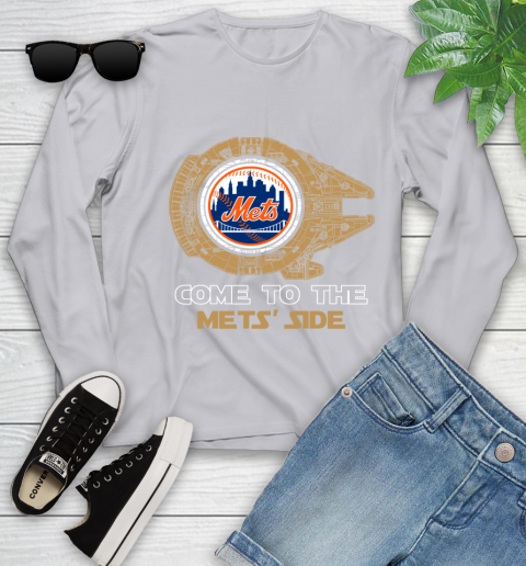 MLB Come To The New York Mets Side Star Wars Baseball Sports Youth Long Sleeve 5