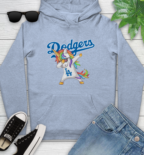 Los Angeles Dodgers MLB Baseball Funny Unicorn Dabbing Sports Youth Hoodie 10