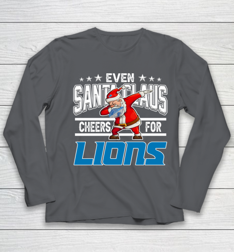 Detroit Lions Even Santa Claus Cheers For Christmas NFL Youth Long Sleeve 6