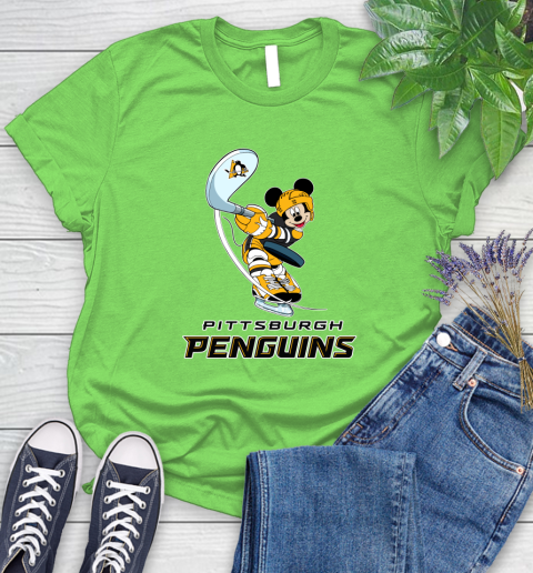 NHL Hockey Pittsburgh Penguins Cheerful Mickey Mouse Shirt Women's T-Shirt 10