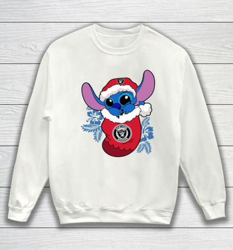 Oakland Raiders Christmas Stitch In The Sock Funny Disney NFL Sweatshirt 2
