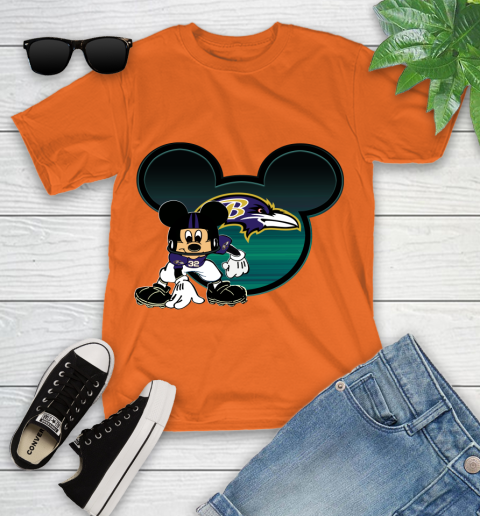 NFL Baltimore Ravens Mickey Mouse Disney Football T Shirt Youth T-Shirt 7