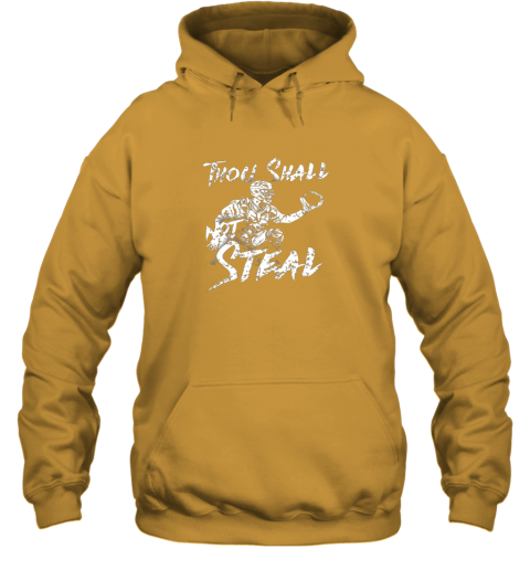 vvqv thou shall not steal baseball catcher hoodie 23 front gold