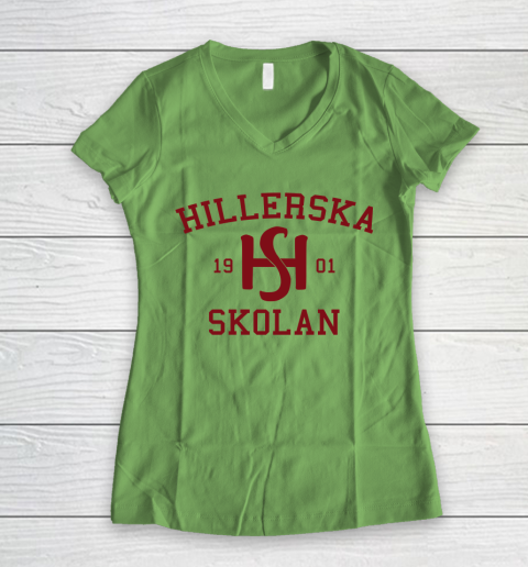 Hillerska Grey  Young Royals Hillerska School Women's V-Neck T-Shirt 5
