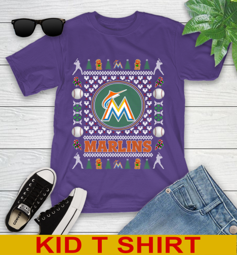 Miami Marlins Merry Christmas MLB Baseball Loyal Fan Youth T-Shirt 3