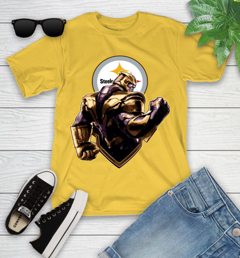 NFL Thanos Avengers Endgame Football Sports Pittsburgh Steelers Youth T-Shirt 8