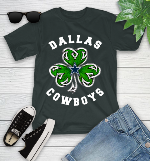 NFL Dallas Cowboys Three Leaf Clover St Patrick's Day Football Sports Youth T-Shirt 6