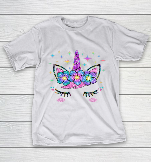 Unicorn Costume Rainbow Face Girls T-Shirt 9