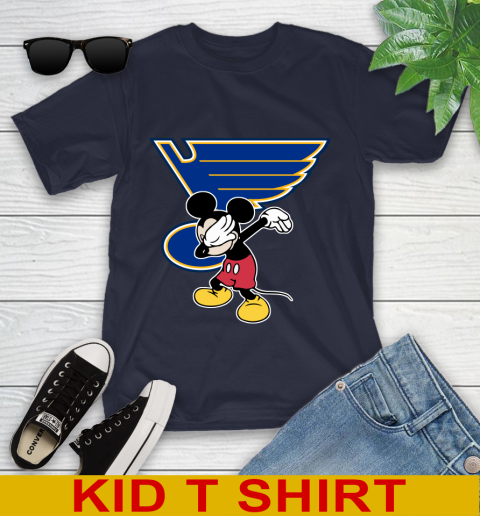 St.Louis Blues NHL Hockey Dabbing Mickey Disney Sports Youth T-Shirt 3