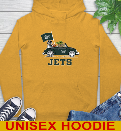 NFL Football New York Jets Darth Vader Baby Yoda Driving Star Wars Shirt Hoodie 3