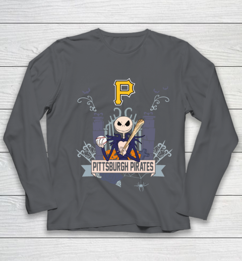 MLB Pittsburgh Pirates Baseball Jack Skellington Halloween Youth Long Sleeve 6