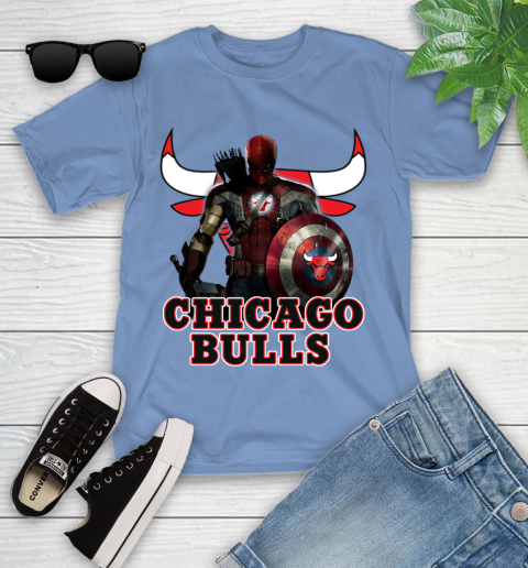 Chicago Bulls NBA Basketball Captain America Thor Spider Man Hawkeye Avengers Youth T-Shirt 11