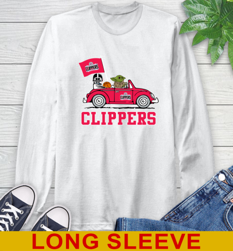 NBA Basketball LA Clippers Darth Vader Baby Yoda Driving Star Wars Shirt Long Sleeve T-Shirt