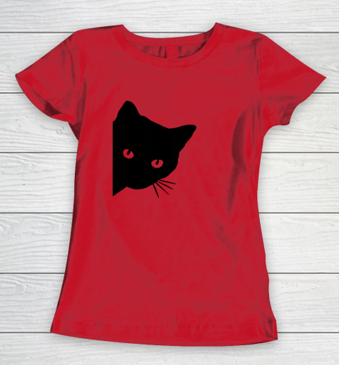 Black Cat Face Watching Funny Cat Halloween Gifts Cat Lovers T Shirt.QZSPTYUYC4 Women's T-Shirt 7