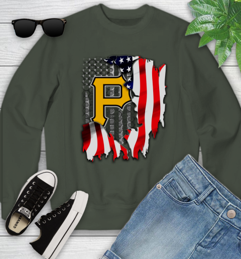 Pittsburgh Pirates MLB Baseball American Flag Youth Sweatshirt 9