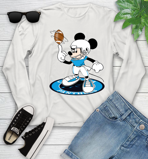 NFL Football Carolina Panthers Cheerful Mickey Disney Shirt Youth Long Sleeve 12