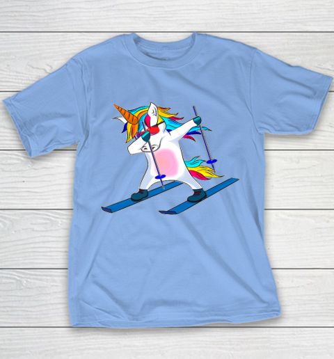 Skiing Unicorn Dabbing Funny Gift Youth T-Shirt 10
