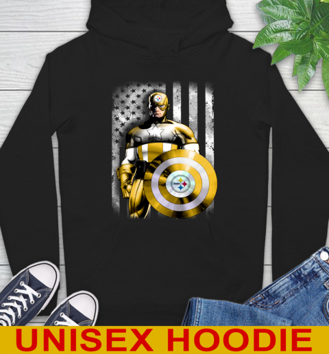 Pittsburgh Steelers NFL Football Captain America Marvel Avengers American Flag Shirt Hoodie
