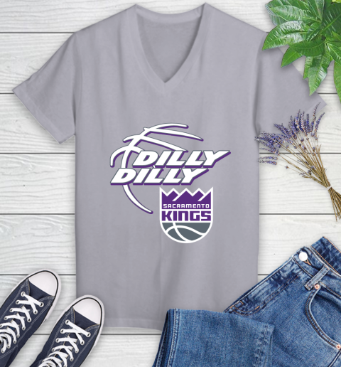 NBA Sacramento Kings Dilly Dilly Basketball Sports Women's V-Neck T-Shirt 4