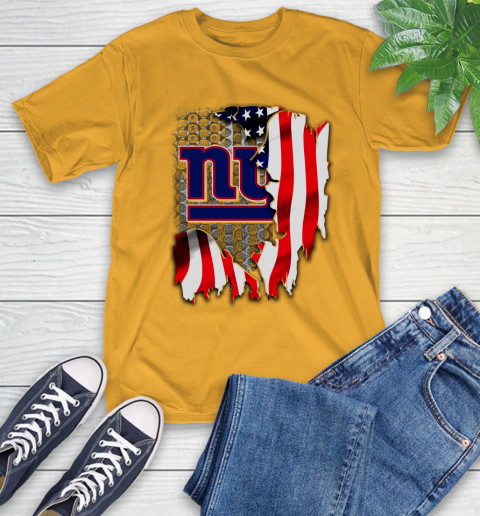 New York Giants NFL Football American Flag T-Shirt 2
