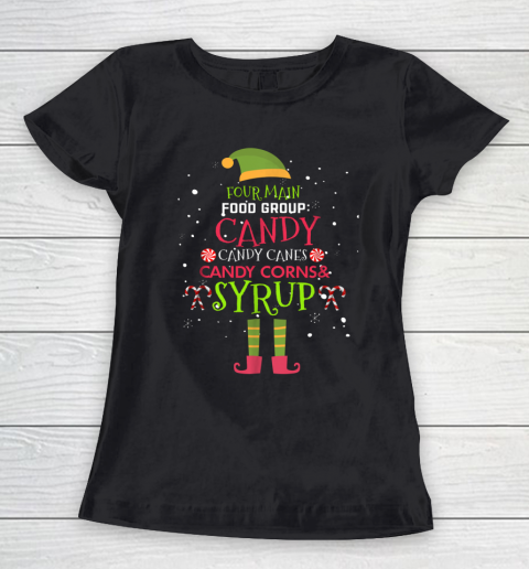 Four Main Food Groups Elf Buddy Christmas Pajama Women's T-Shirt