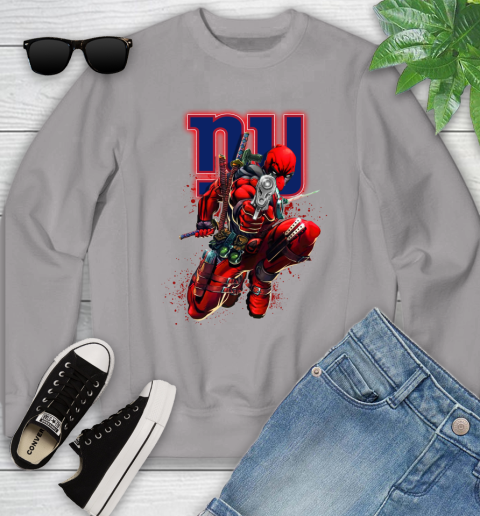 NFL Deadpool Marvel Comics Sports Football New York Giants Youth Sweatshirt 4