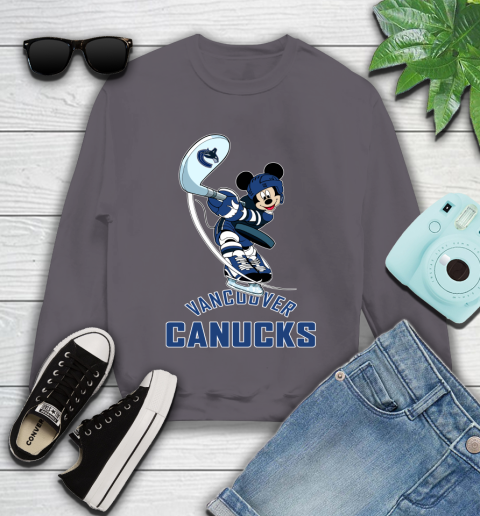 NHL Hockey Vancouver Canucks Cheerful Mickey Mouse Shirt Youth Sweatshirt 5