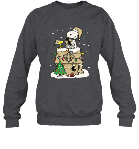 9flb a happy christmas with new orleans saints snoopy sweatshirt 35 front dark heather