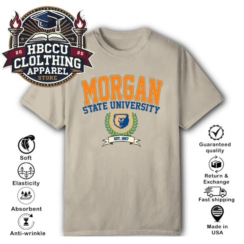 BearcaT Morgan State University HBCU T-Shirt pv29 bearcat morgan state university hbcu classic t shirt 2 front sand HBCU Clothing Apparel