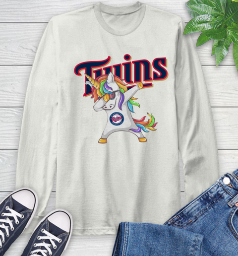 Minnesota Twins MLB Baseball Funny Unicorn Dabbing Sports Long Sleeve T-Shirt 12