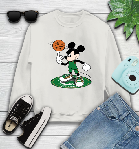NBA Basketball Boston Celtics Cheerful Mickey Disney Shirt Sweatshirt 12