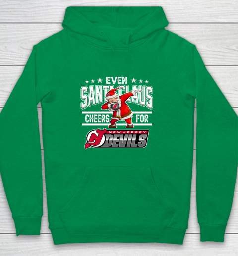 New Jersey Devils Even Santa Claus Cheers For Christmas NHL Youth Hoodie 4
