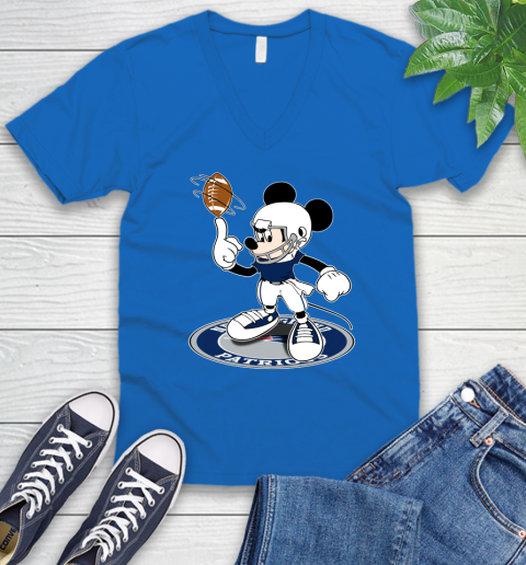 NFL Football New England Patriots Cheerful Mickey Disney Shirt V-Neck T-Shirt 6