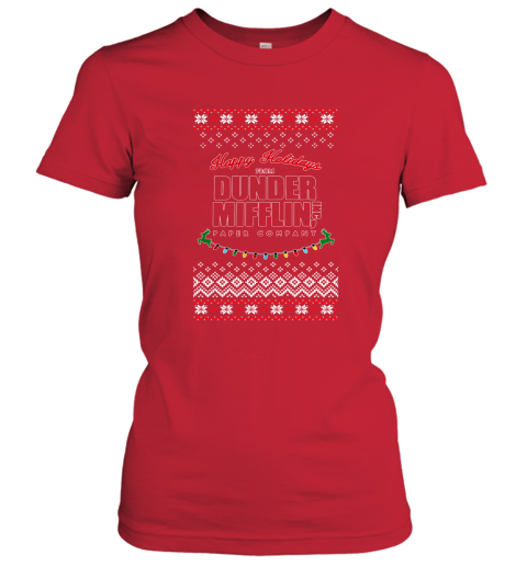 Happy Holidays From Dunder Mifflin Ugly Christmas Adult Crewneck Women's T-Shirt