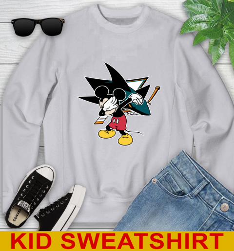 San Jose Sharks NHL Hockey Dabbing Mickey Disney Sports Youth Sweatshirt 4