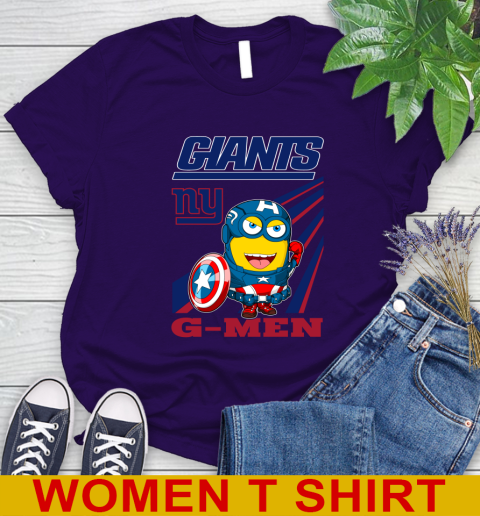 NFL Football New York Giants Captain America Marvel Avengers Minion Shirt Women's T-Shirt 4