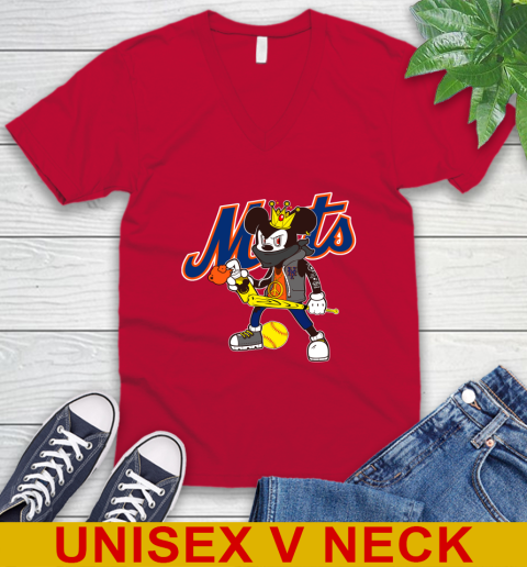 New York Mets MLB Baseball Mickey Peace Sign Sports V-Neck T-Shirt 7