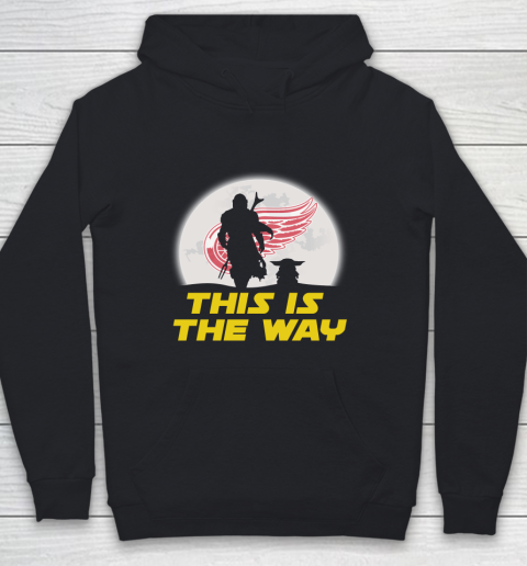 Detroit Red Wings NHL Ice Hockey Star Wars Yoda And Mandalorian This Is The Way Youth Hoodie