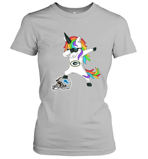Football Dabbing Unicorn Steps On Helmet Green Bay Packers Women's T-Shirt