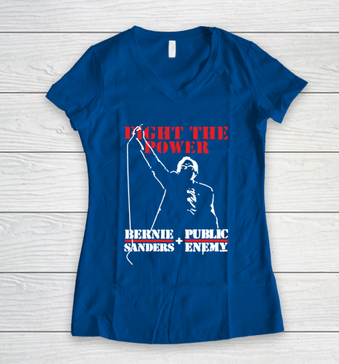 Fight The Power Bernie Sanders Public Enemy Women's V-Neck T-Shirt 7