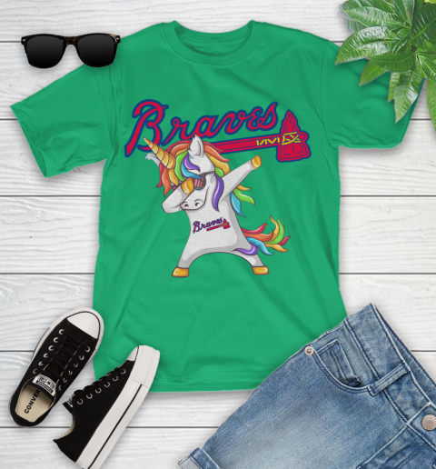 Atlanta Braves MLB Baseball Funny Unicorn Dabbing Sports Youth T-Shirt 6