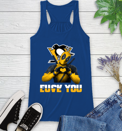 NHL Pittsburgh Penguins Deadpool Love You Fuck You Hockey Sports Racerback Tank 8