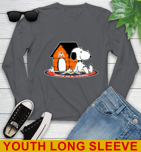 MLB Baseball Miami Marlins Snoopy The Peanuts Movie Shirt Youth Long Sleeve 9