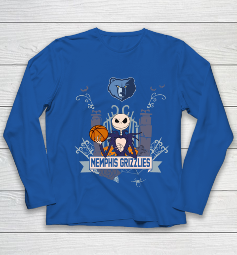 NBA Memphis Grizzlies Basketball Jack Skellington Halloween Youth Long Sleeve 7