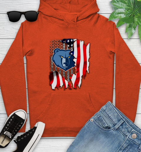 Memphis Grizzlies NBA Basketball American Flag Youth Hoodie 4