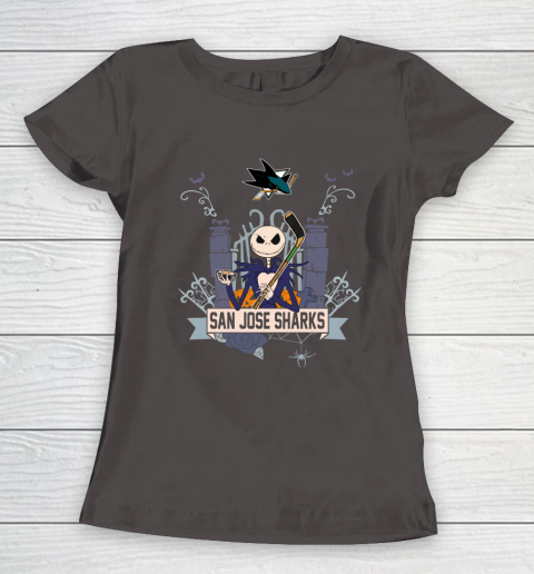 NHL San Jose Sharks Hockey Jack Skellington Halloween Women's T-Shirt 7