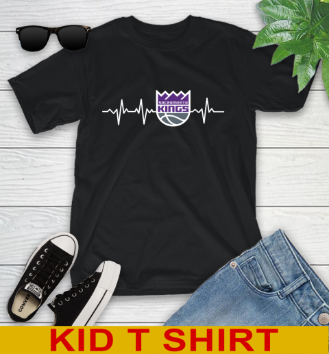 Sacramento Kings NBA Basketball Heart Beat Shirt Youth T-Shirt