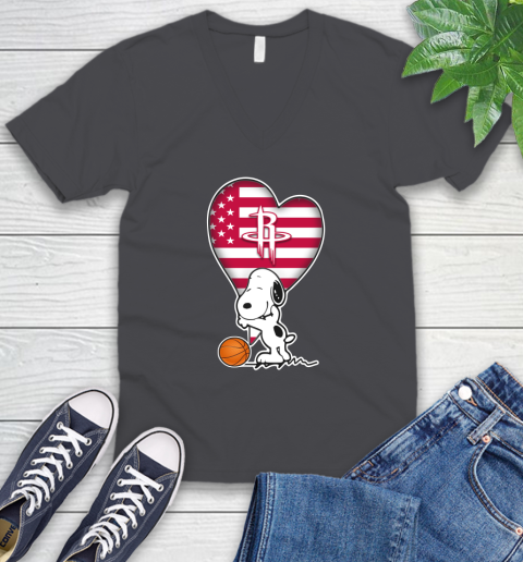 Houston Rockets NBA Basketball The Peanuts Movie Adorable Snoopy V-Neck T-Shirt 5