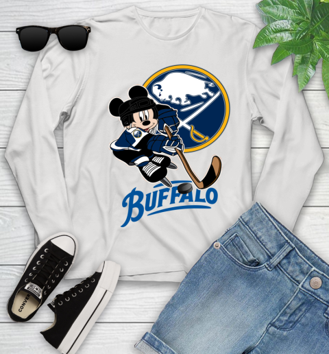 NHL Buffalo Sabres Mickey Mouse Disney Hockey T Shirt Youth Long Sleeve