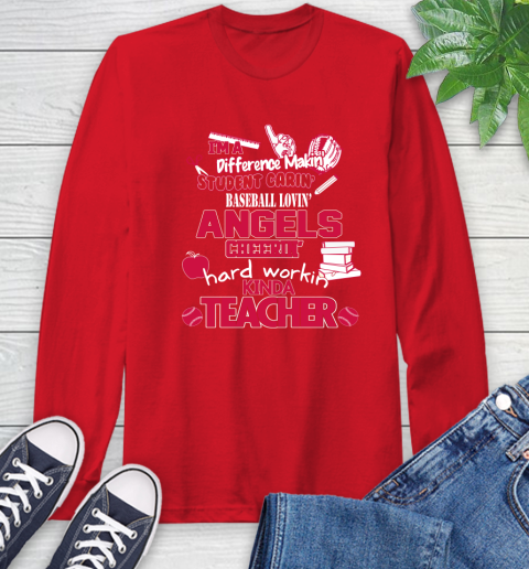 Los Angeles Angels MLB I'm A Difference Making Student Caring Baseball Loving Kinda Teacher Long Sleeve T-Shirt 11